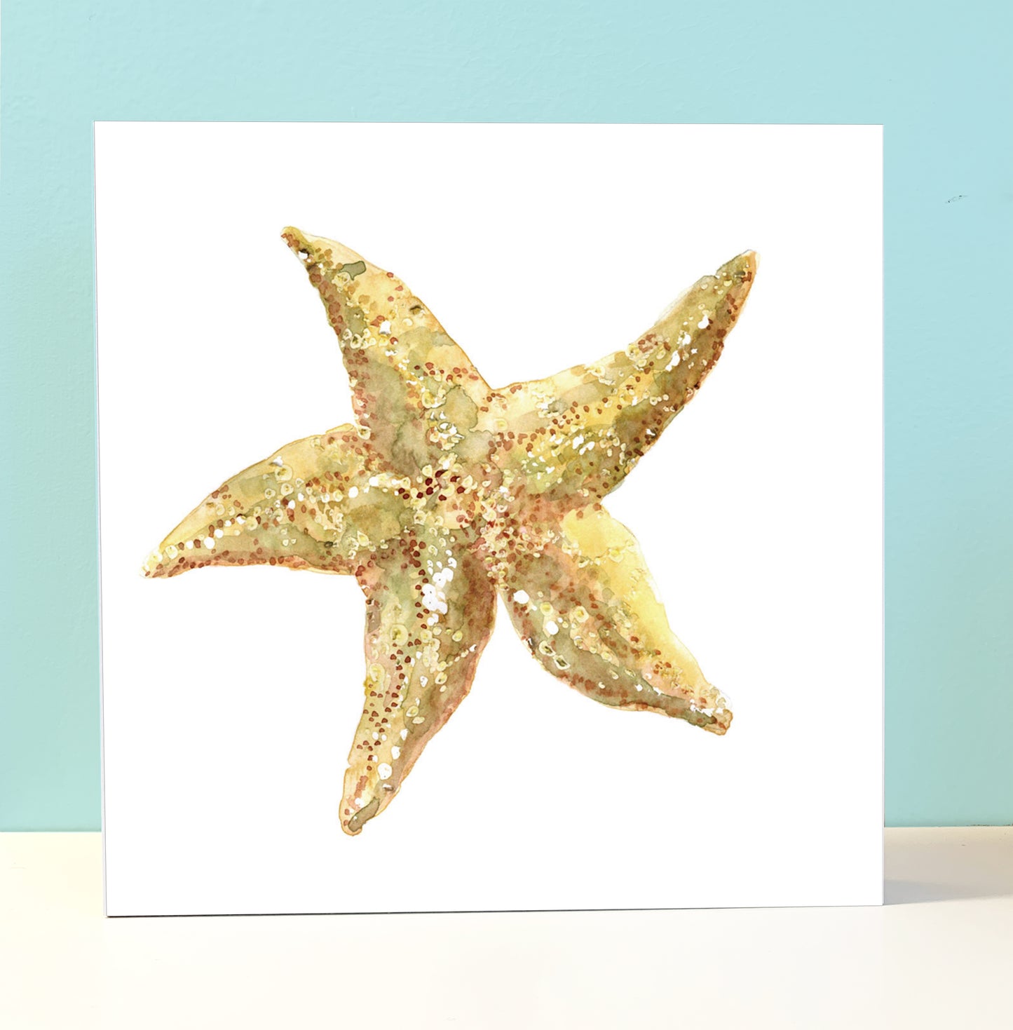 Starfish Watercolor Art on Wood Block - Flamingo Shores - Original Art for Home Decor and Gifts