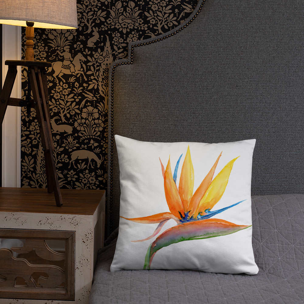 Bird of Paradise 18x18 pillow with zipper - Flamingo Shores - Original Art for Home Decor and Gifts