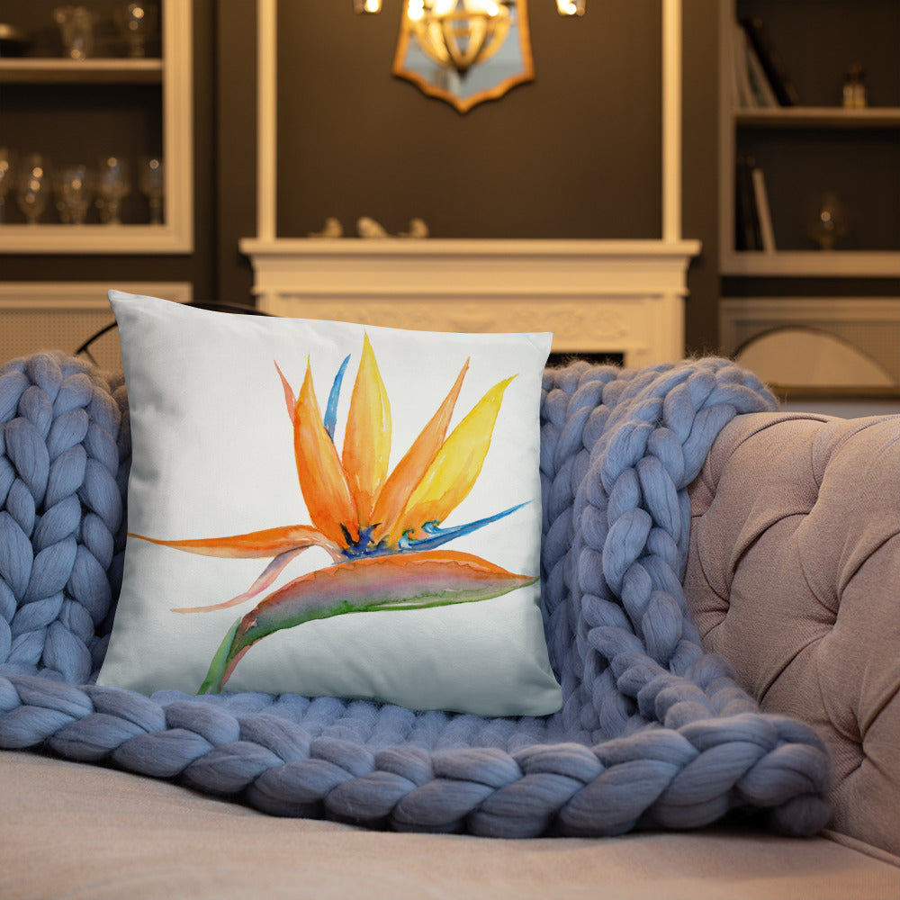 Bird of Paradise 18x18 pillow with zipper - Flamingo Shores - Original Art for Home Decor and Gifts