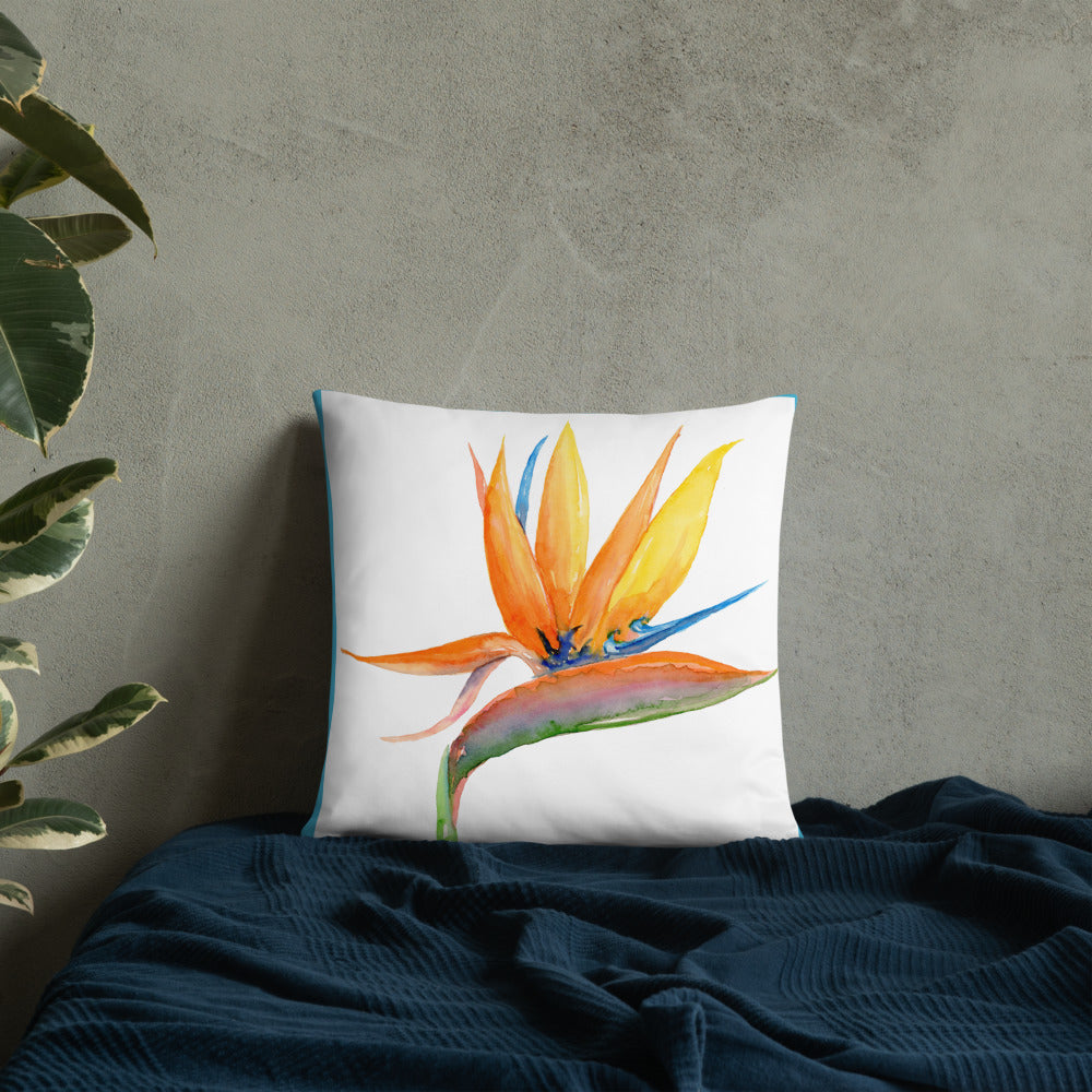 Bird of Paradise 18x18 pillow with zipper - Flamingo Shores - Original Art for Home Decor and Gifts