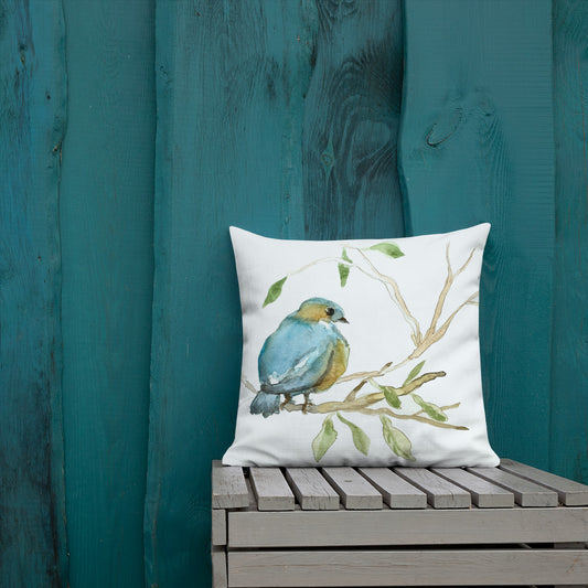 Bluebird Premium Pillow - Flamingo Shores - Original Art for Home Decor and Gifts