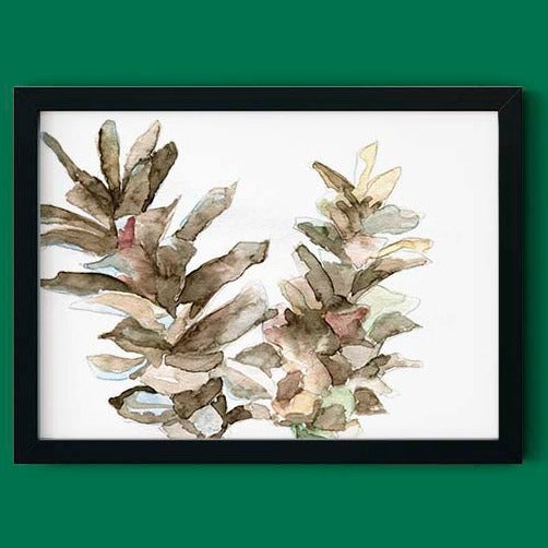 Pine Cone Watercolor Print Art - Flamingo Shores - Original Art for Home Decor and Gifts