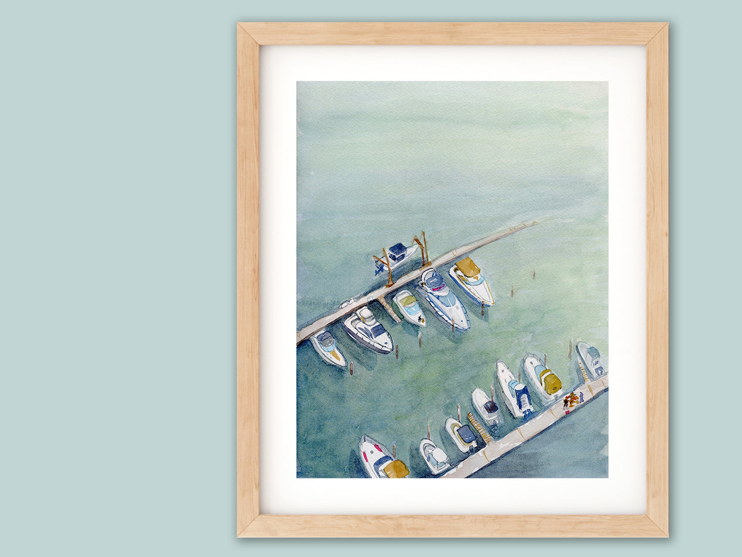 watercolor painting of boats