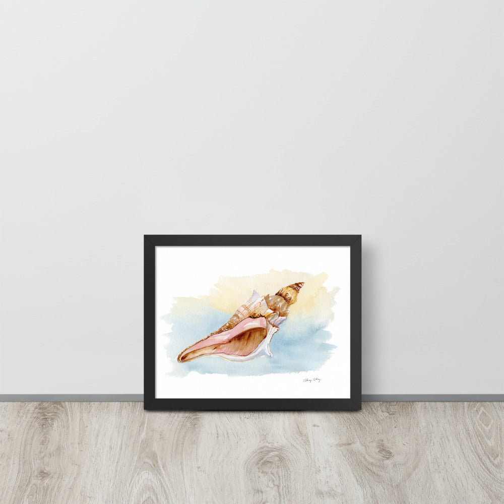 Conch Shell Watercolor Print - Kings Crown Conch