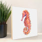Coral Seahorse Watercolor Print on Wood Block - Flamingo Shores - Original Art for Home Decor and Gifts