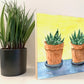 Succulent Houseplants Watercolor Print on Wood Block - Flamingo Shores - Original Art for Home Decor and Gifts