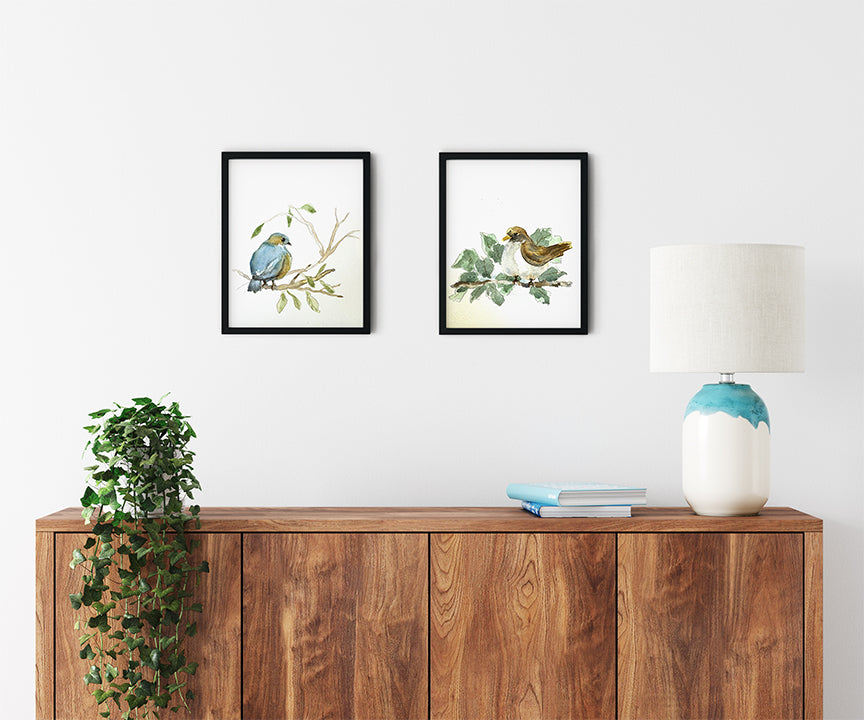 Bluebird Original Painting Wall Art Print - Flamingo Shores - Original Art for Home Decor and Gifts