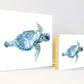 Blue Sea Turtle Watercolor Print on Wood Block - Flamingo Shores - Original Art for Home Decor and Gifts