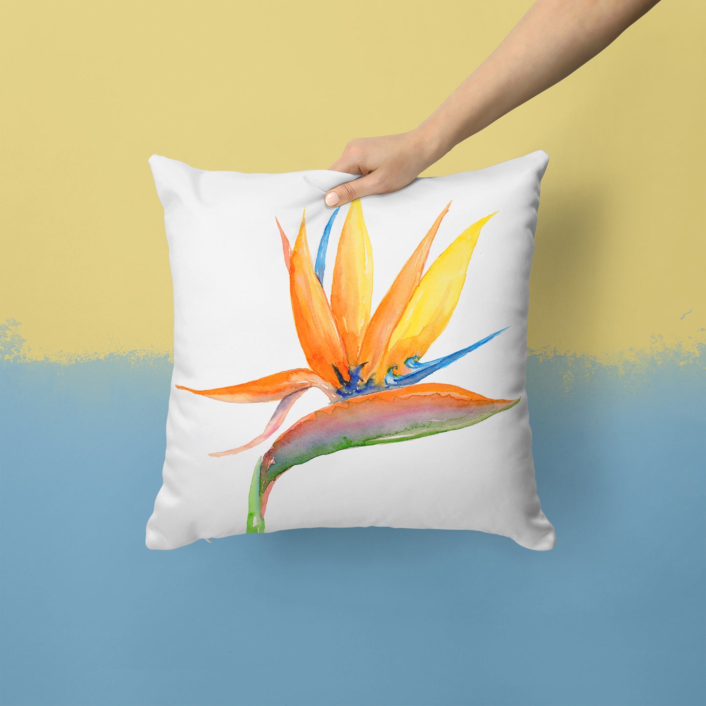 Tropical Bird of Paradise Pillow - Flamingo Shores - Original Art for Home Decor and Gifts