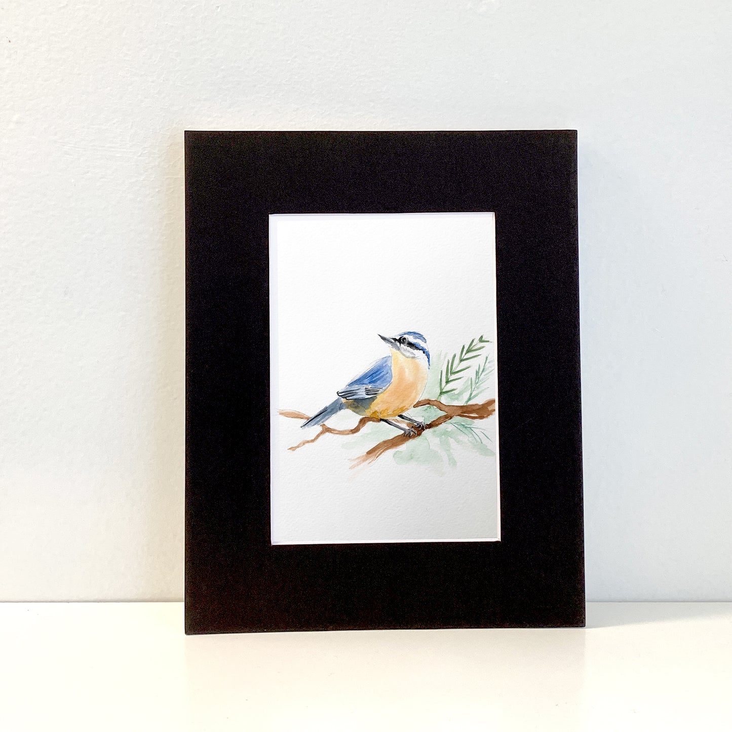 Nuthatch Original Painting Watercolor Art Print - Flamingo Shores - Original Art for Home Decor and Gifts