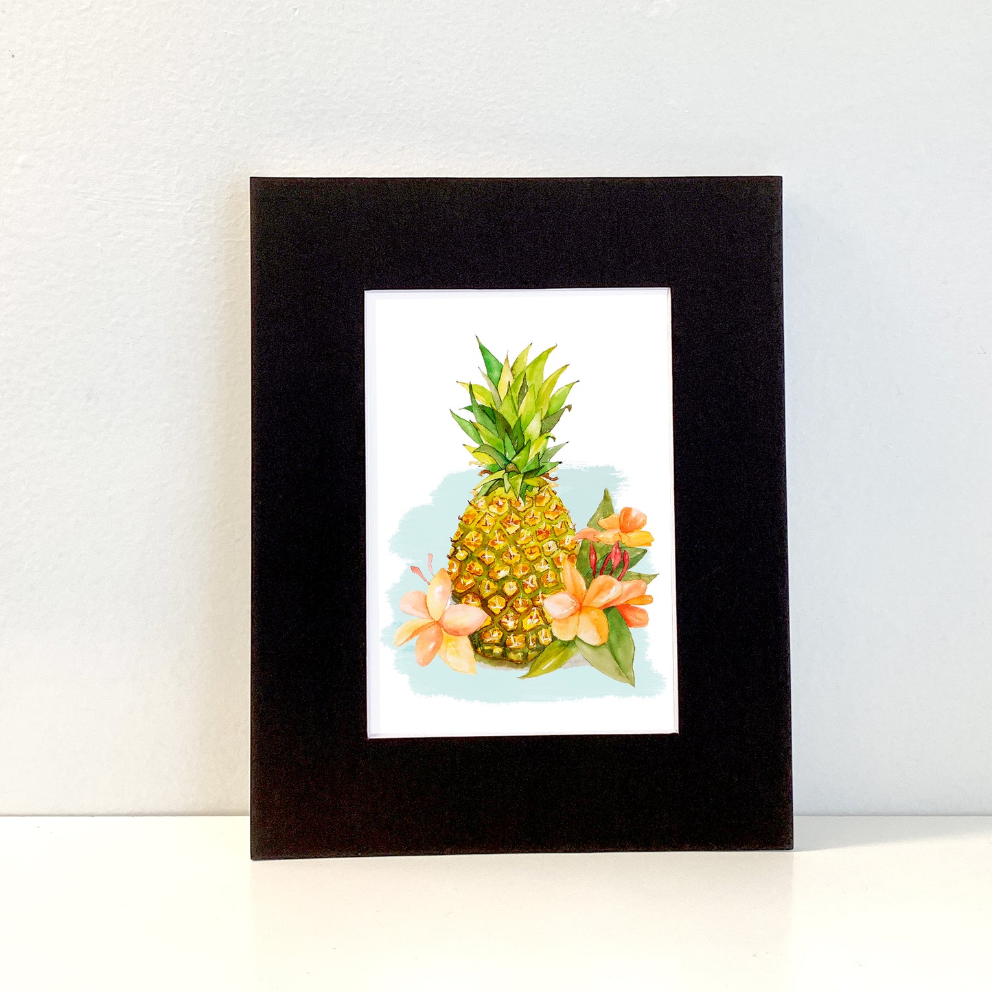 Pineapple Watercolor Print Art - Flamingo Shores - Original Art for Home Decor and Gifts