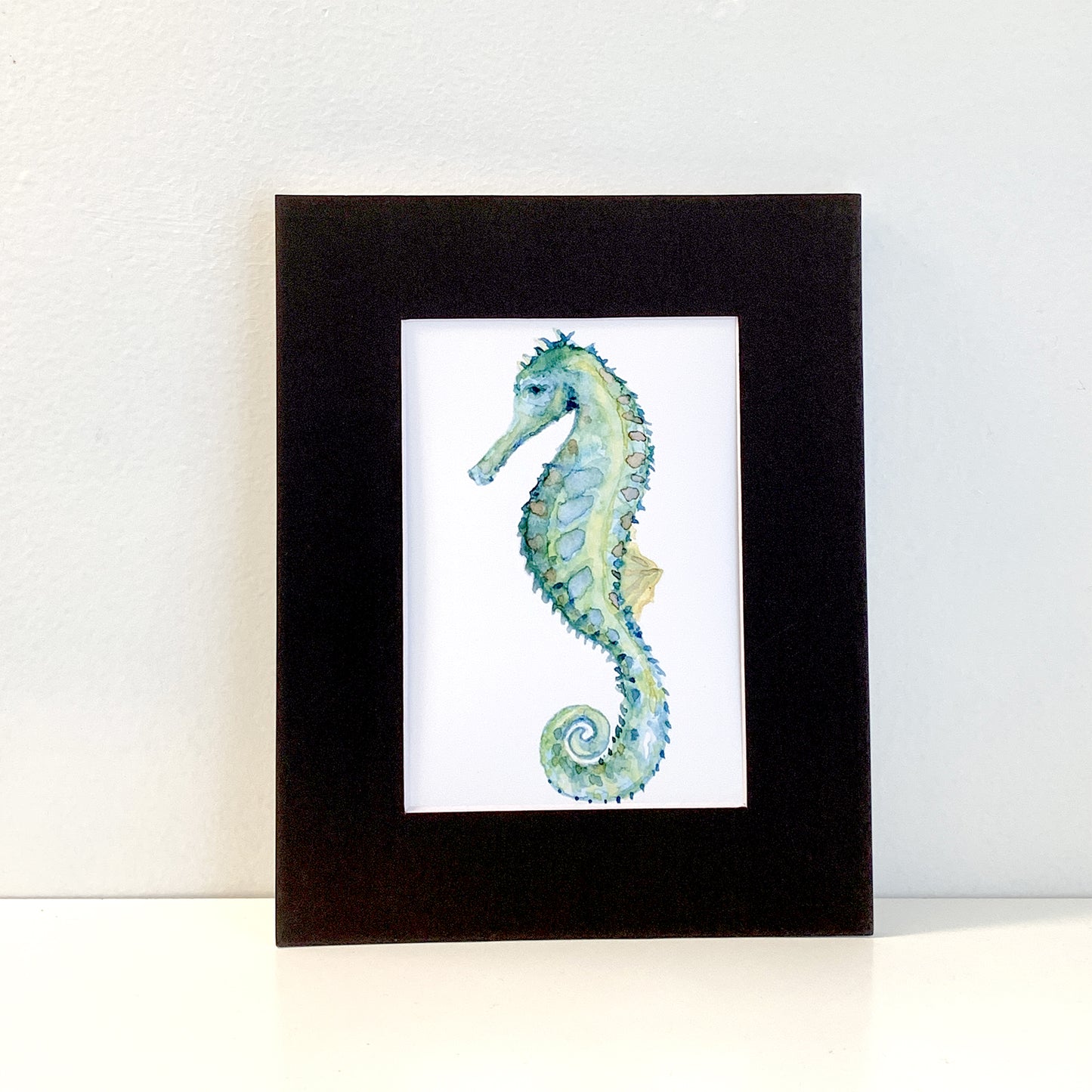Blue Seahorse Watercolor Print Art - Flamingo Shores - Original Art for Home Decor and Gifts