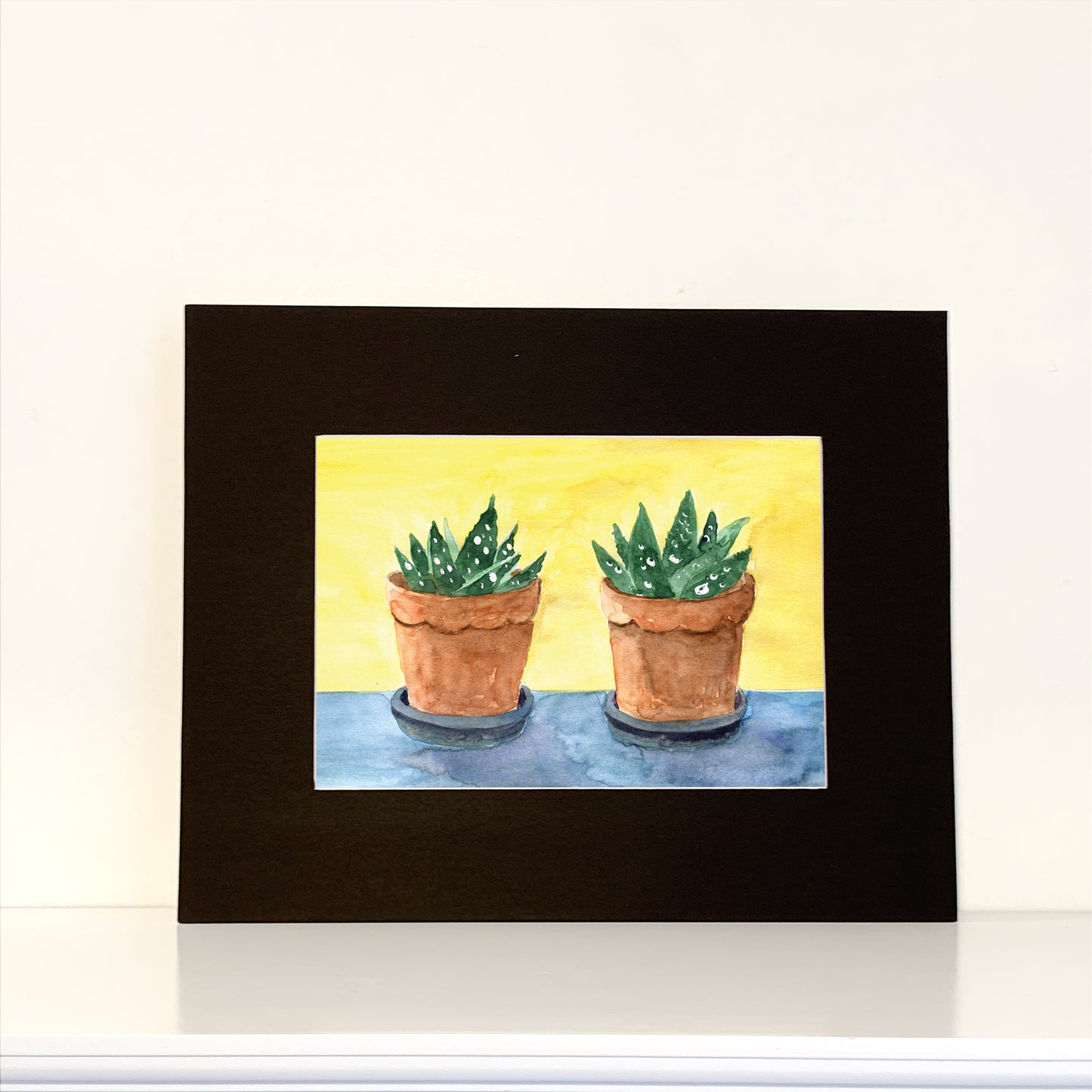 Succulent Houseplants Watercolor Print Art - Flamingo Shores - Original Art for Home Decor and Gifts