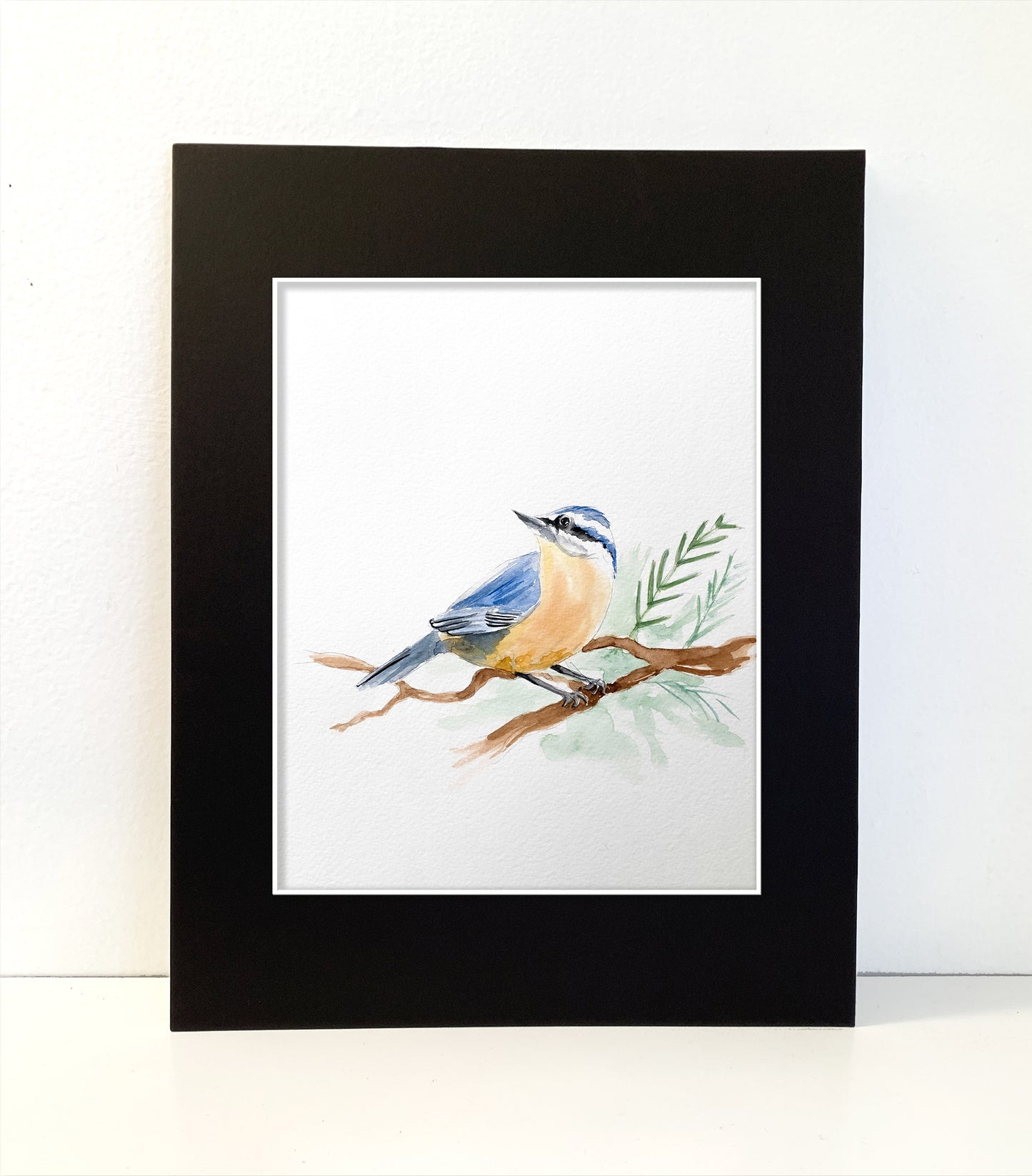 Nuthatch Original Painting Watercolor Art Print - Flamingo Shores - Original Art for Home Decor and Gifts