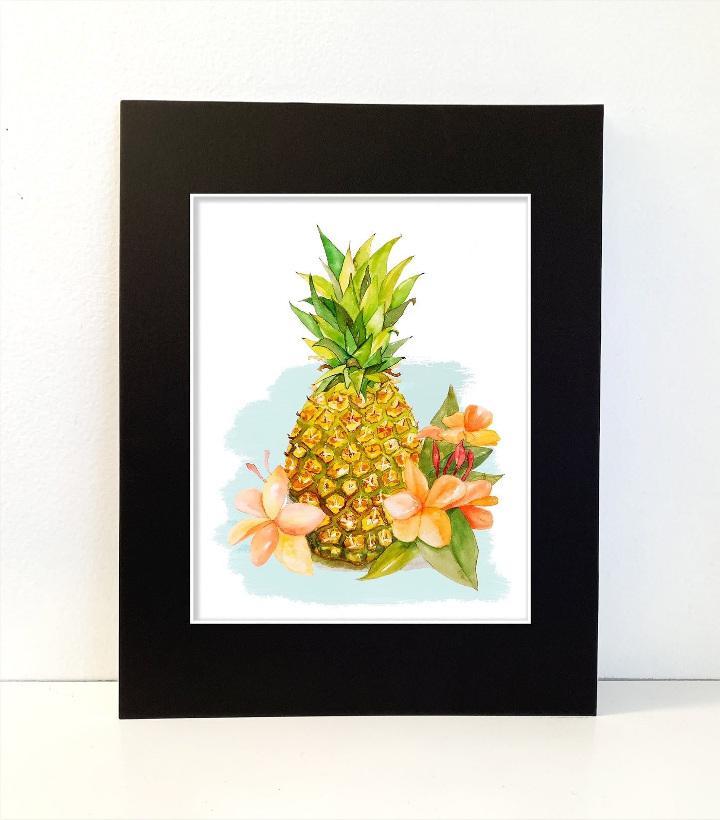 Pineapple Watercolor Print Art - Flamingo Shores - Original Art for Home Decor and Gifts