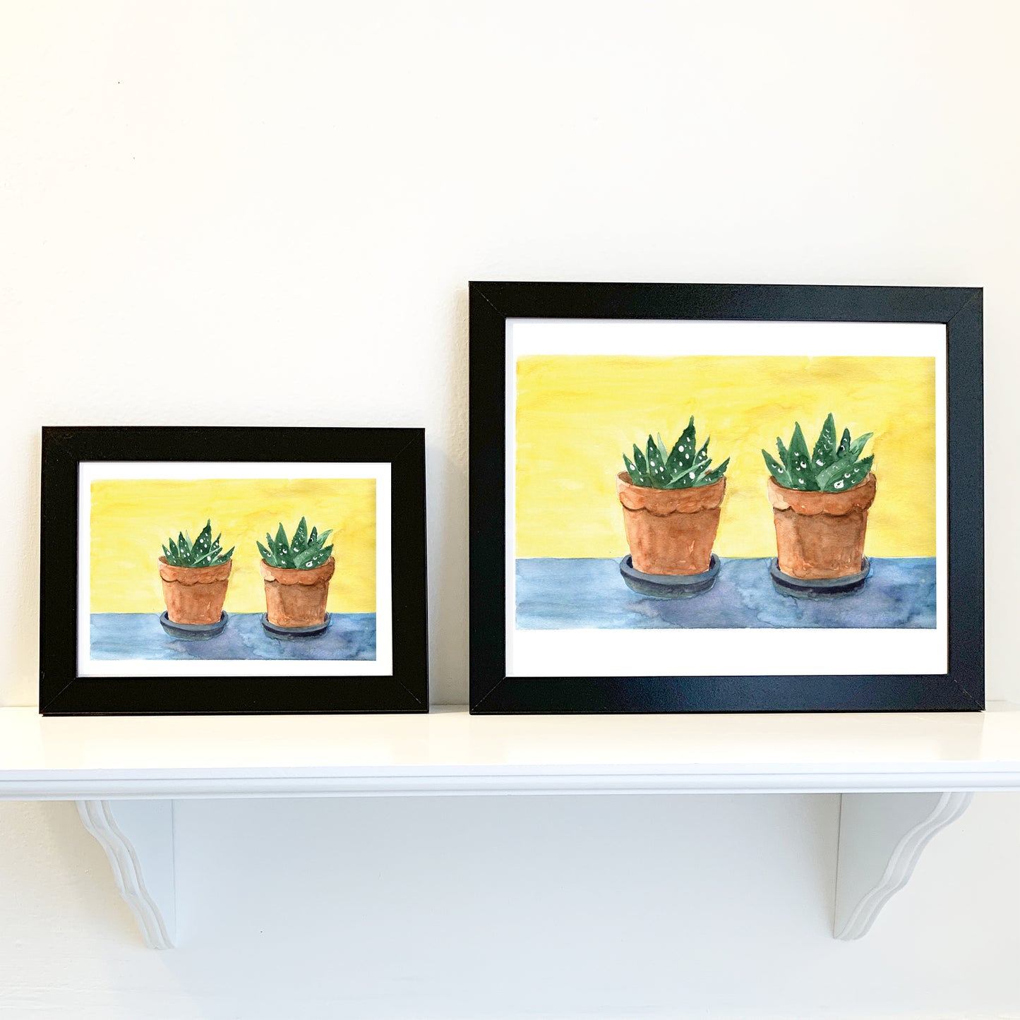 Succulent Houseplants Watercolor Print Art - Flamingo Shores - Original Art for Home Decor and Gifts