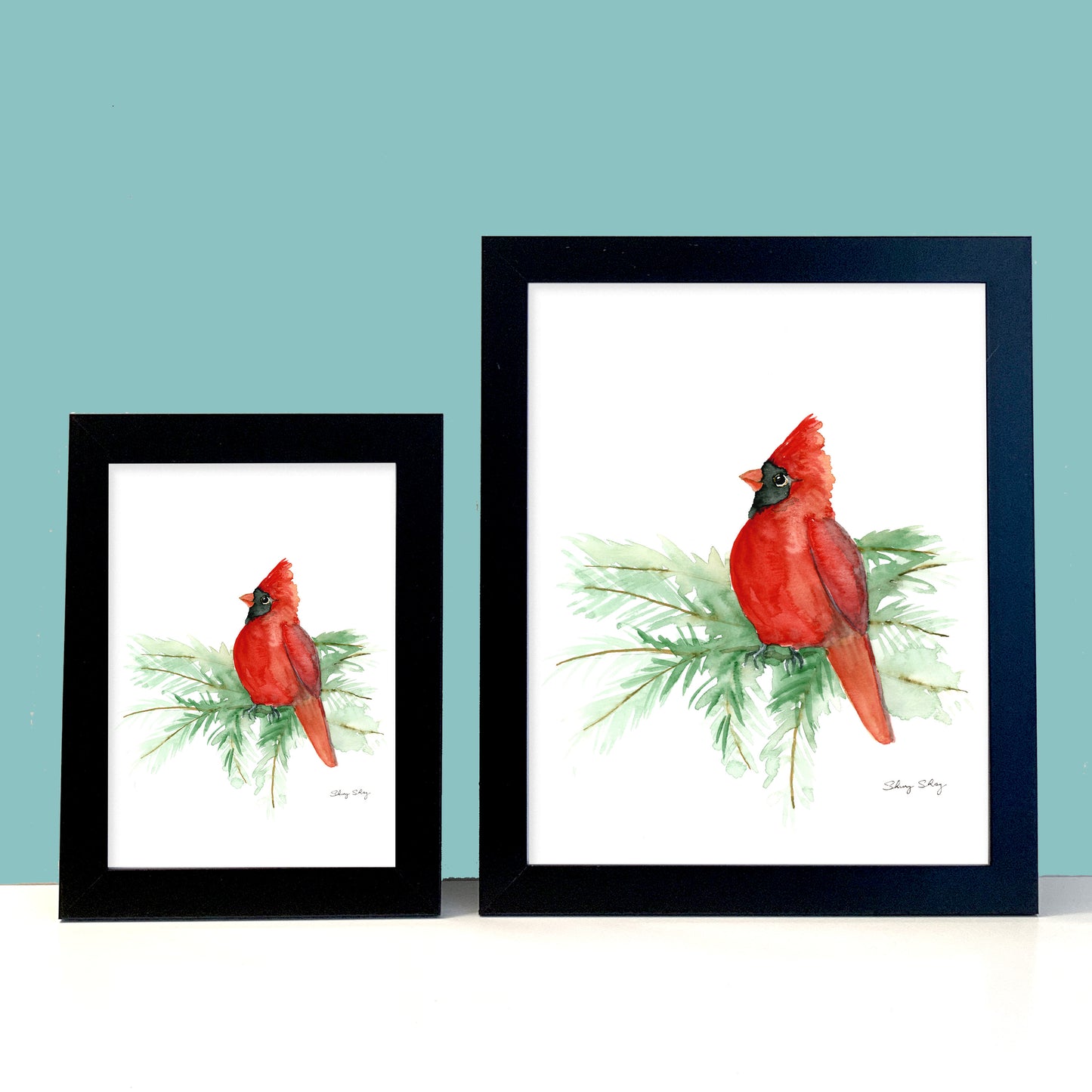 Red Cardinal Original Painting Wall Art Print - Flamingo Shores - Original Art for Home Decor and Gifts