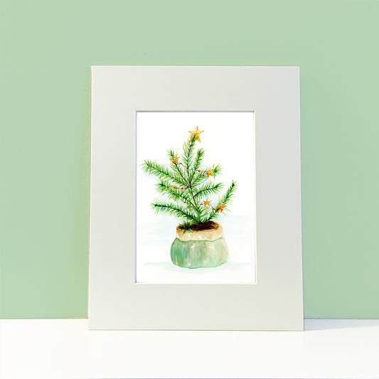 Christmas Tree Watercolor Print - Flamingo Shores - Original Art for Home Decor and Gifts