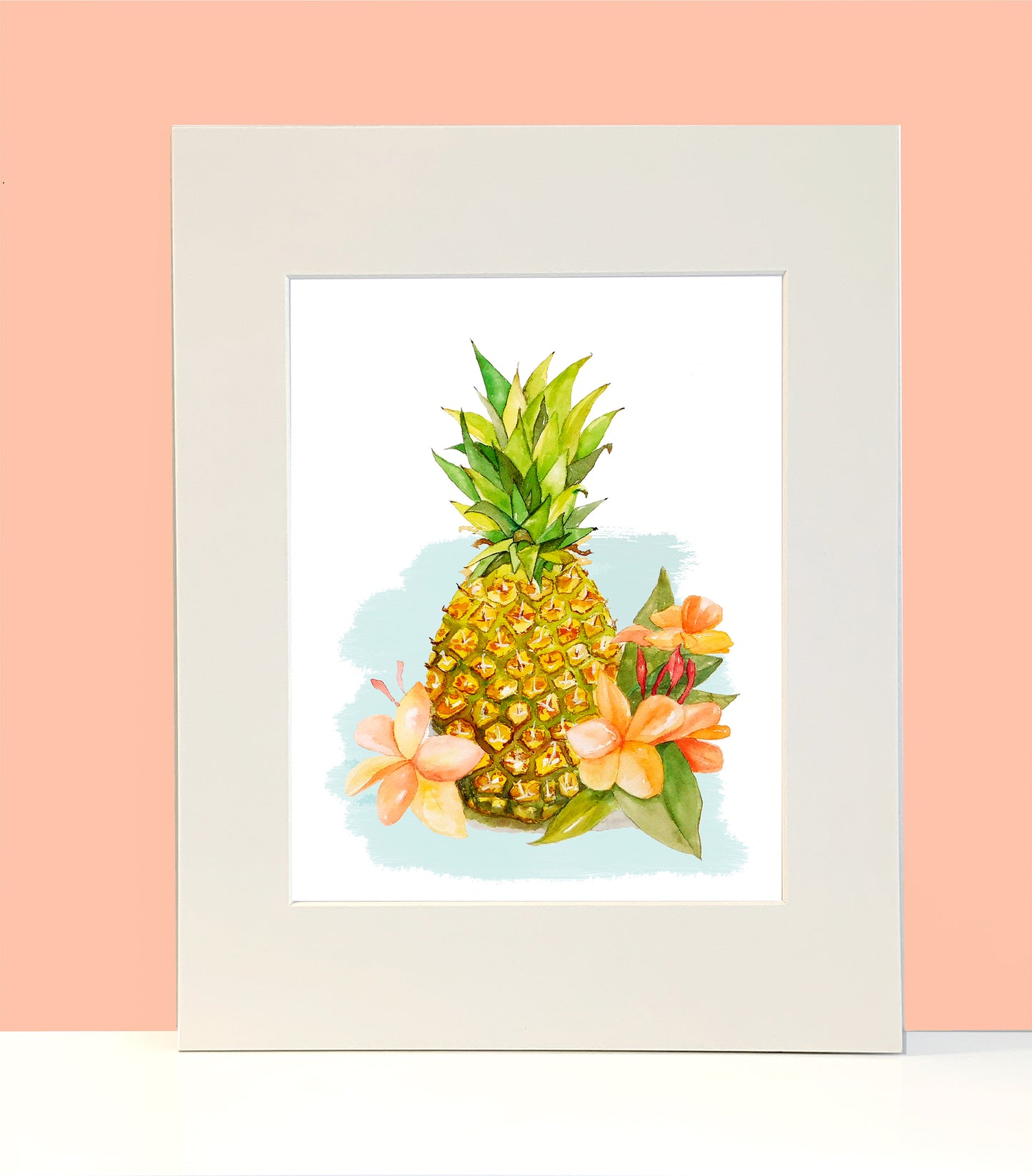 Pineapple Watercolor Print Art - Flamingo Shores - Original Art for Home Decor and Gifts