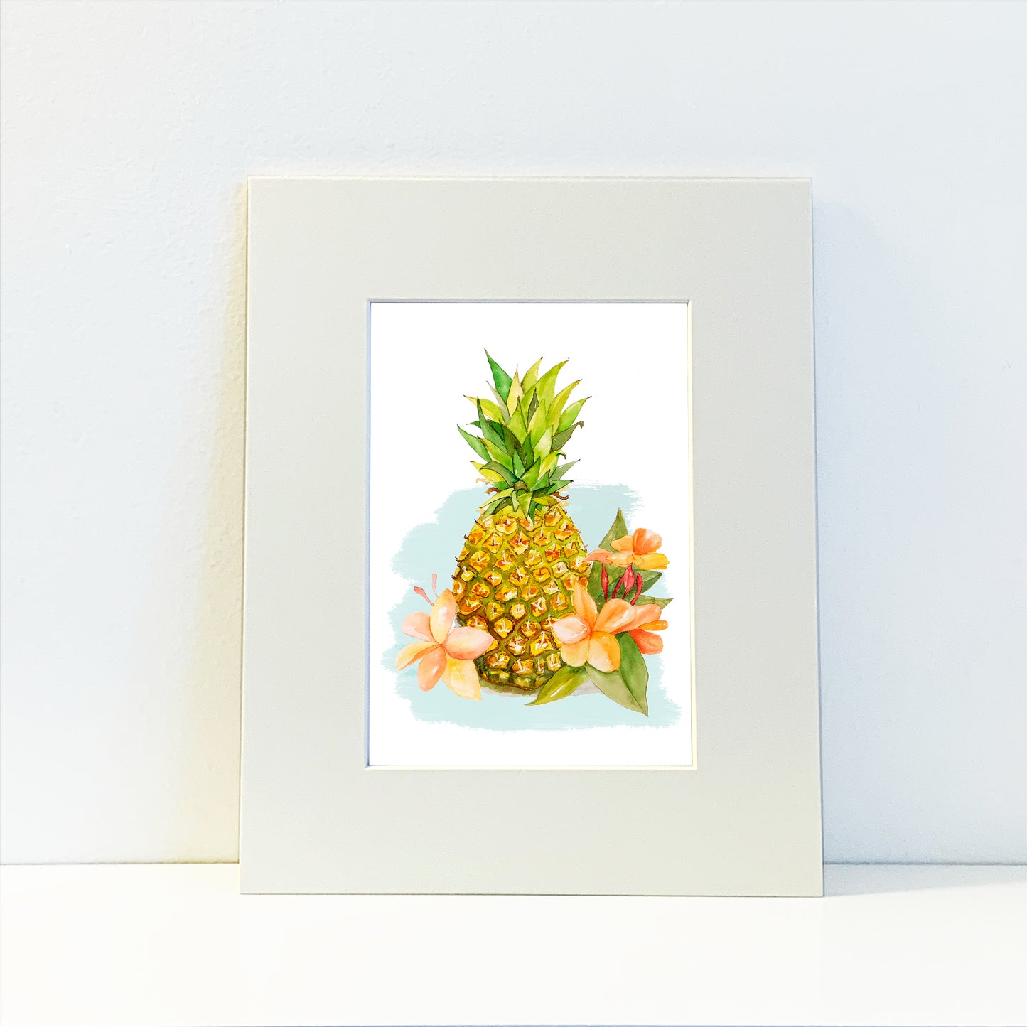 Pineapple Watercolor Print Art - Flamingo Shores - Original Art for Home Decor and Gifts