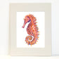 Coral Seahorse Watercolor Print Art - Flamingo Shores - Original Art for Home Decor and Gifts