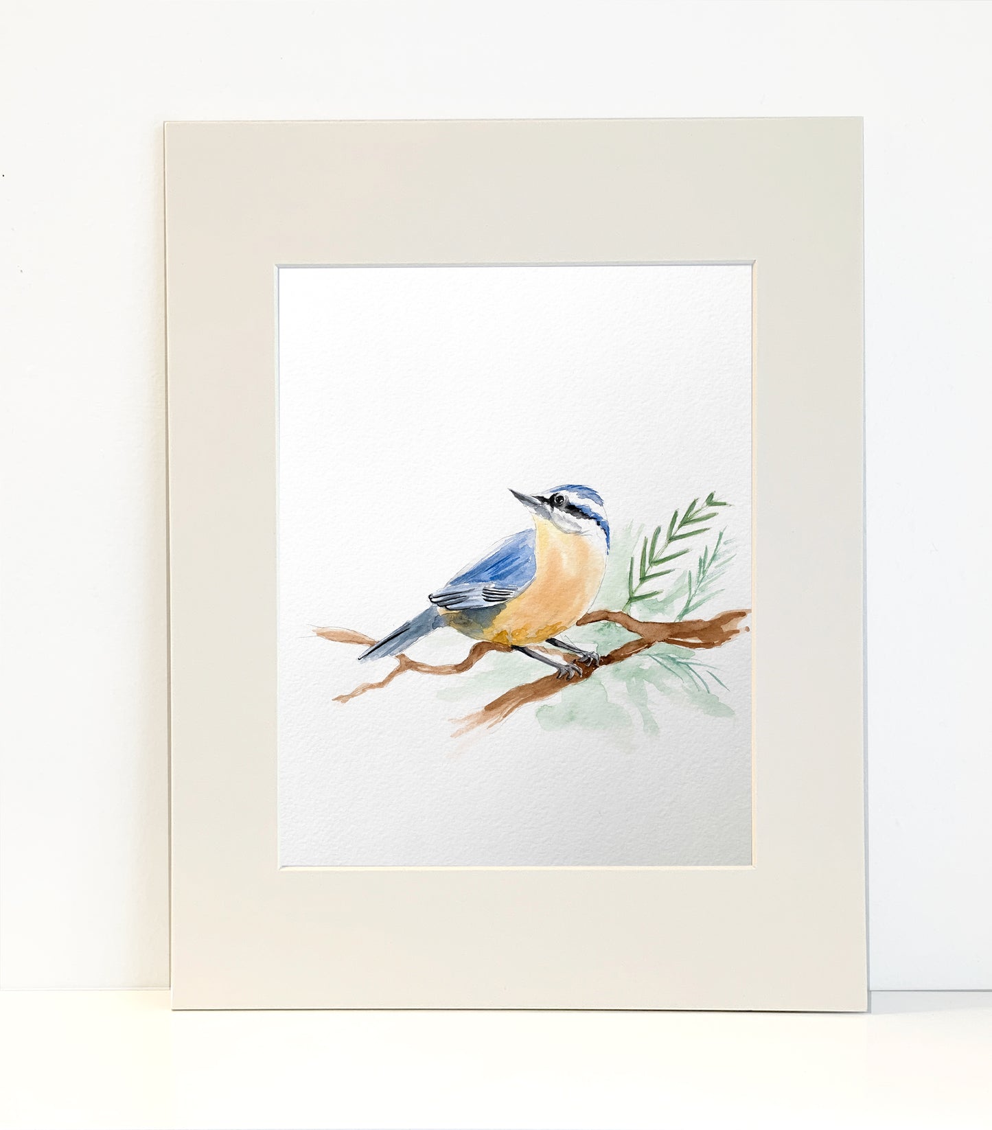 Nuthatch Original Painting Watercolor Art Print - Flamingo Shores - Original Art for Home Decor and Gifts