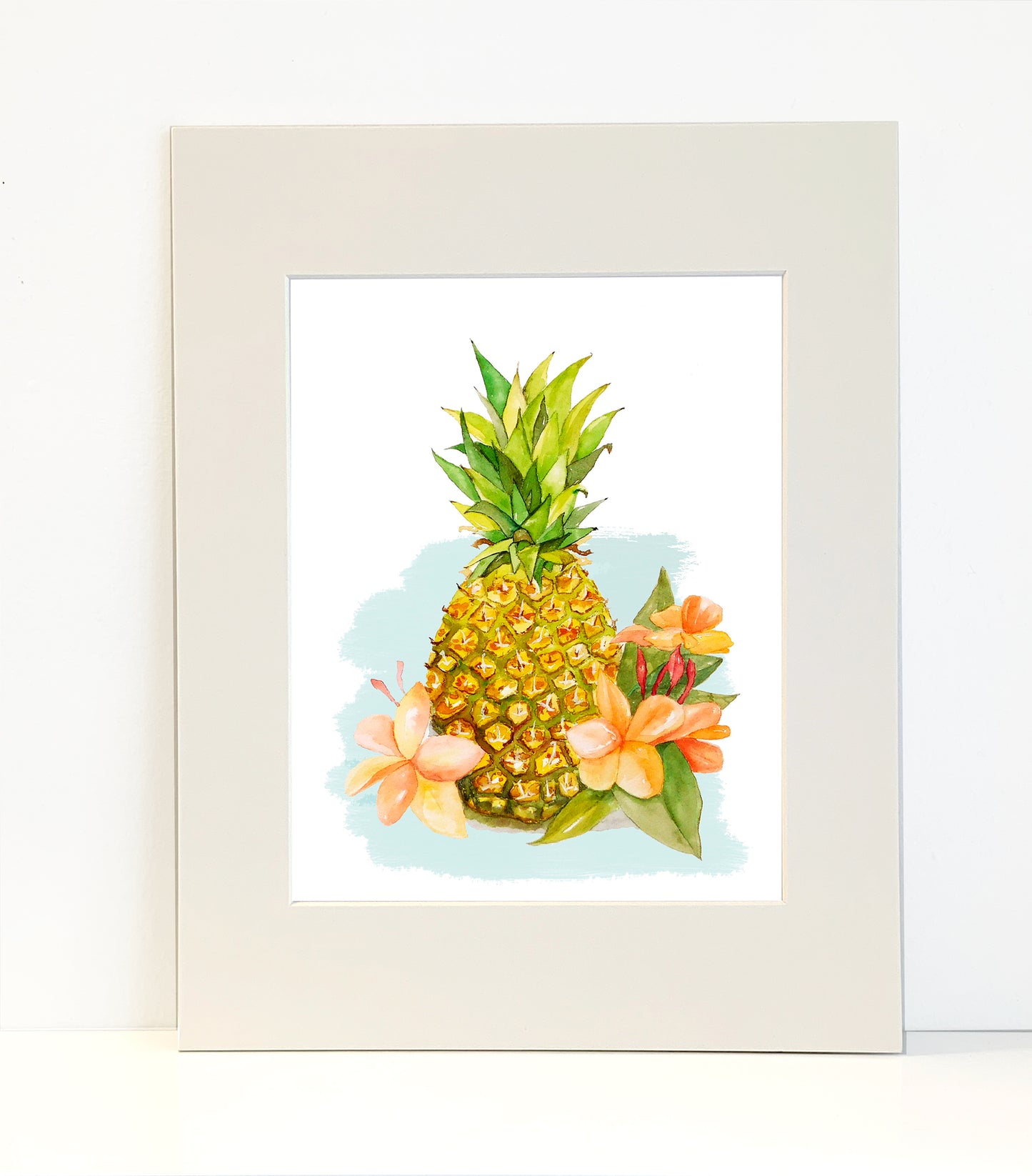 Pineapple Watercolor Print Art - Flamingo Shores - Original Art for Home Decor and Gifts