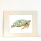 Green Turtle Watercolor Print Art - Flamingo Shores - Original Art for Home Decor and Gifts