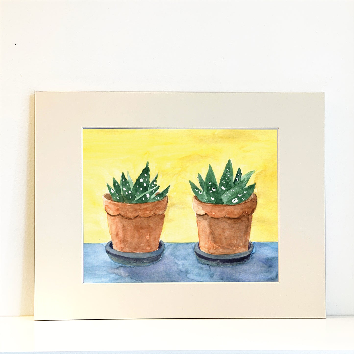 Succulent Houseplants Watercolor Print Art - Flamingo Shores - Original Art for Home Decor and Gifts