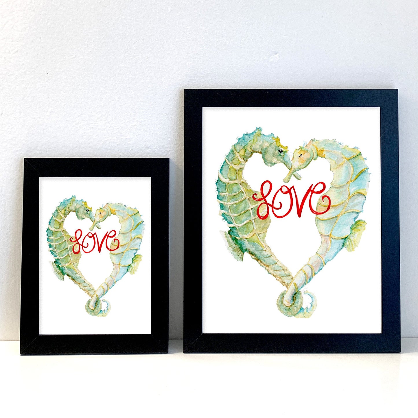 Seahorse Heart with Love - Flamingo Shores - Original Art for Home Decor and Gifts