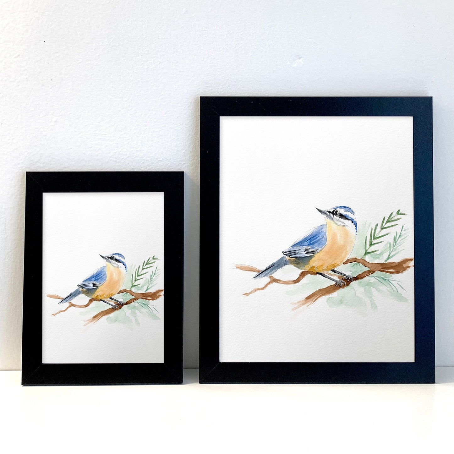 Nuthatch Original Painting Watercolor Art Print - Flamingo Shores - Original Art for Home Decor and Gifts