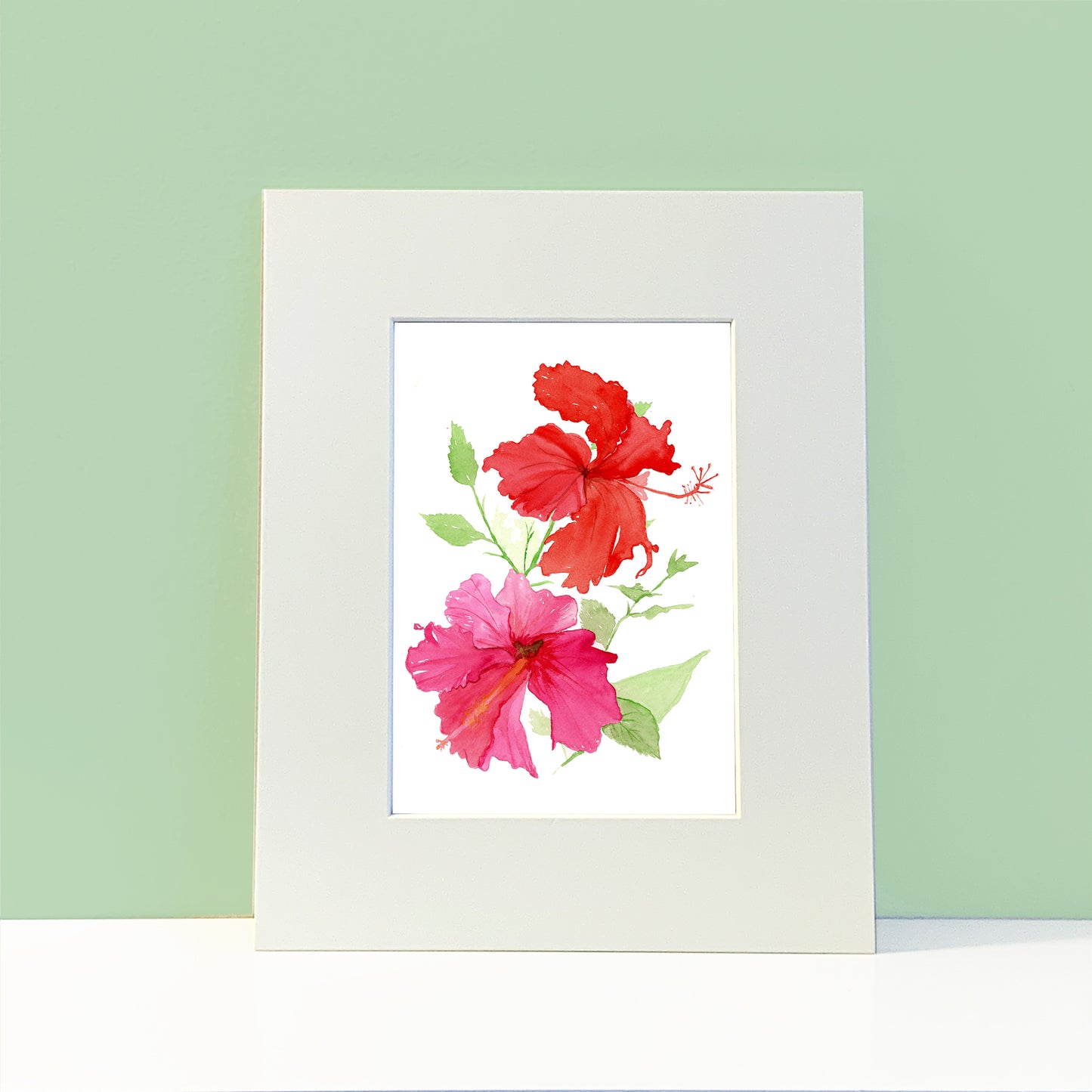 Hibiscus Flower Painting. Tropical Beach Home Decor. Nature Art. - Flamingo Shores - Original Art for Home Decor and Gifts