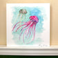 Jellyfish Group Watercolor Print on Wood Block - Flamingo Shores - Original Art for Home Decor and Gifts
