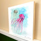Jellyfish Group Watercolor Print on Wood Block - Flamingo Shores - Original Art for Home Decor and Gifts