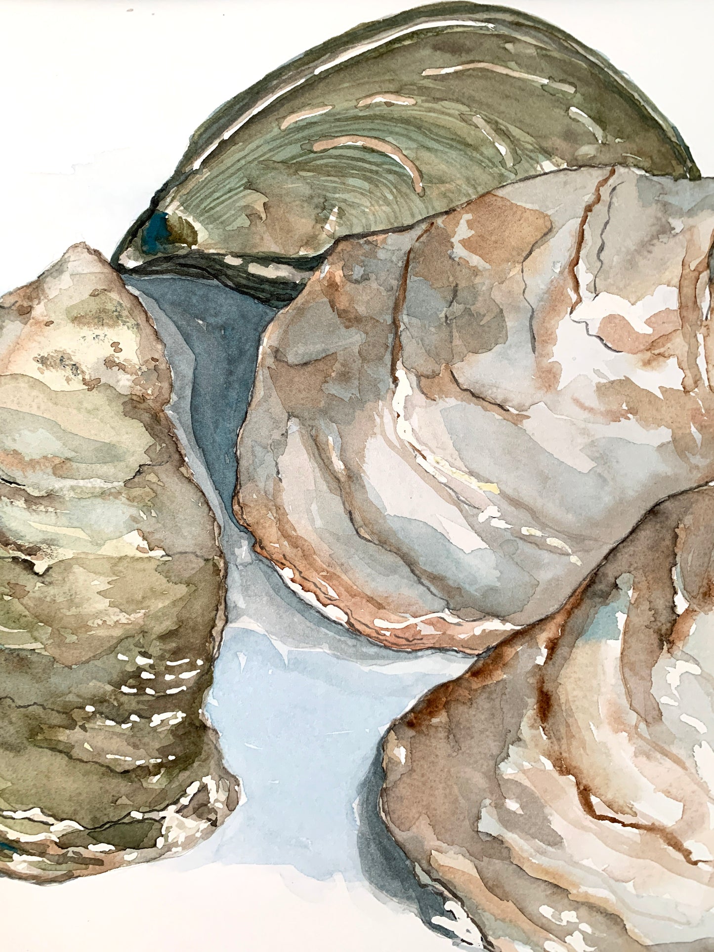Watercolor Oyster Group Painting