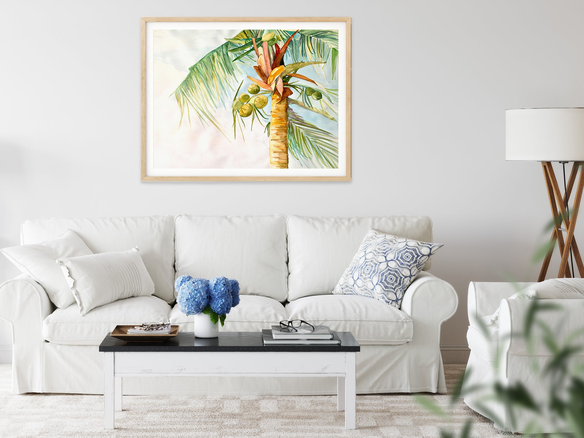 Tropical Palm Tree (30x22) - Flamingo Shores - Original Art for Home Decor and Gifts