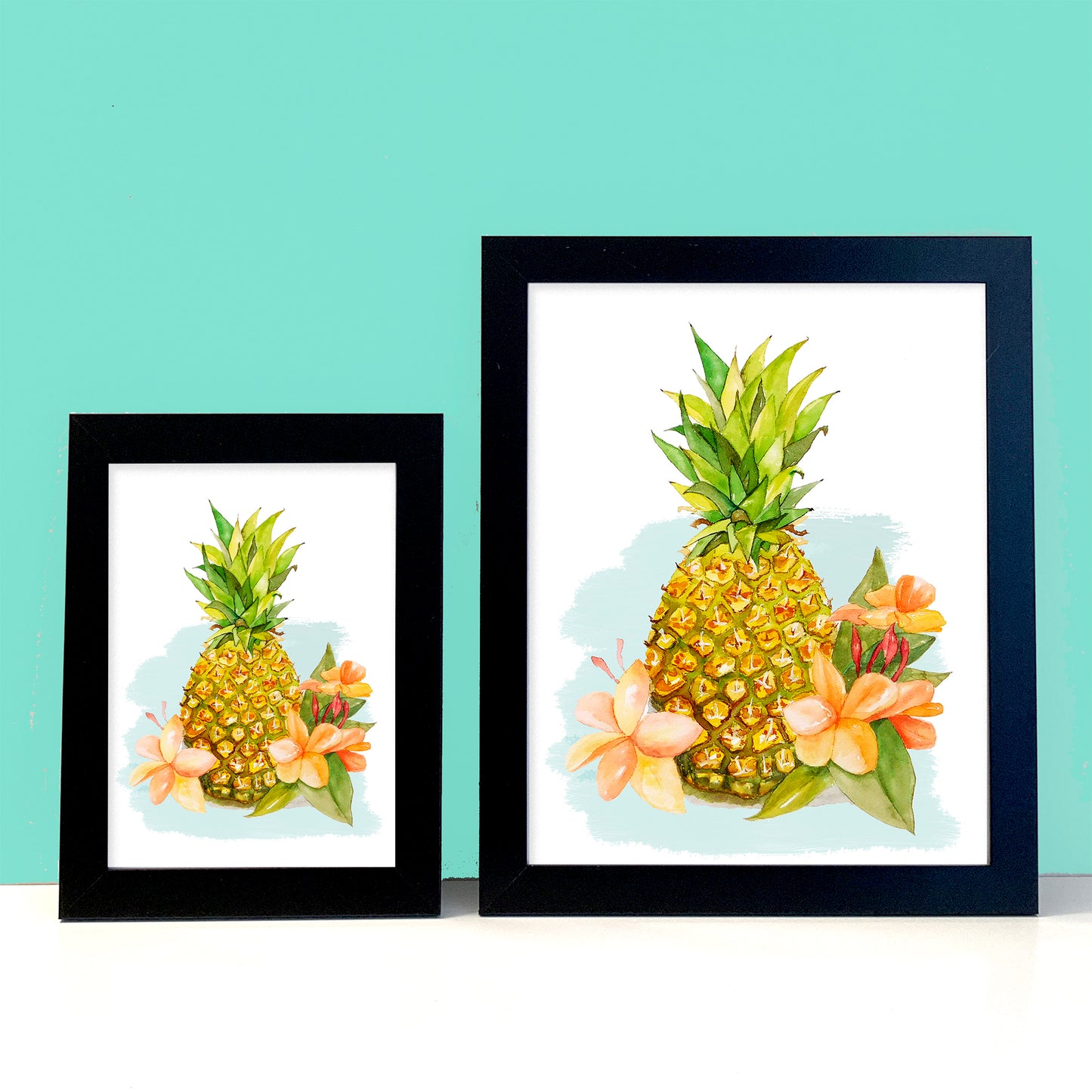 Pineapple Watercolor Print Art - Flamingo Shores - Original Art for Home Decor and Gifts