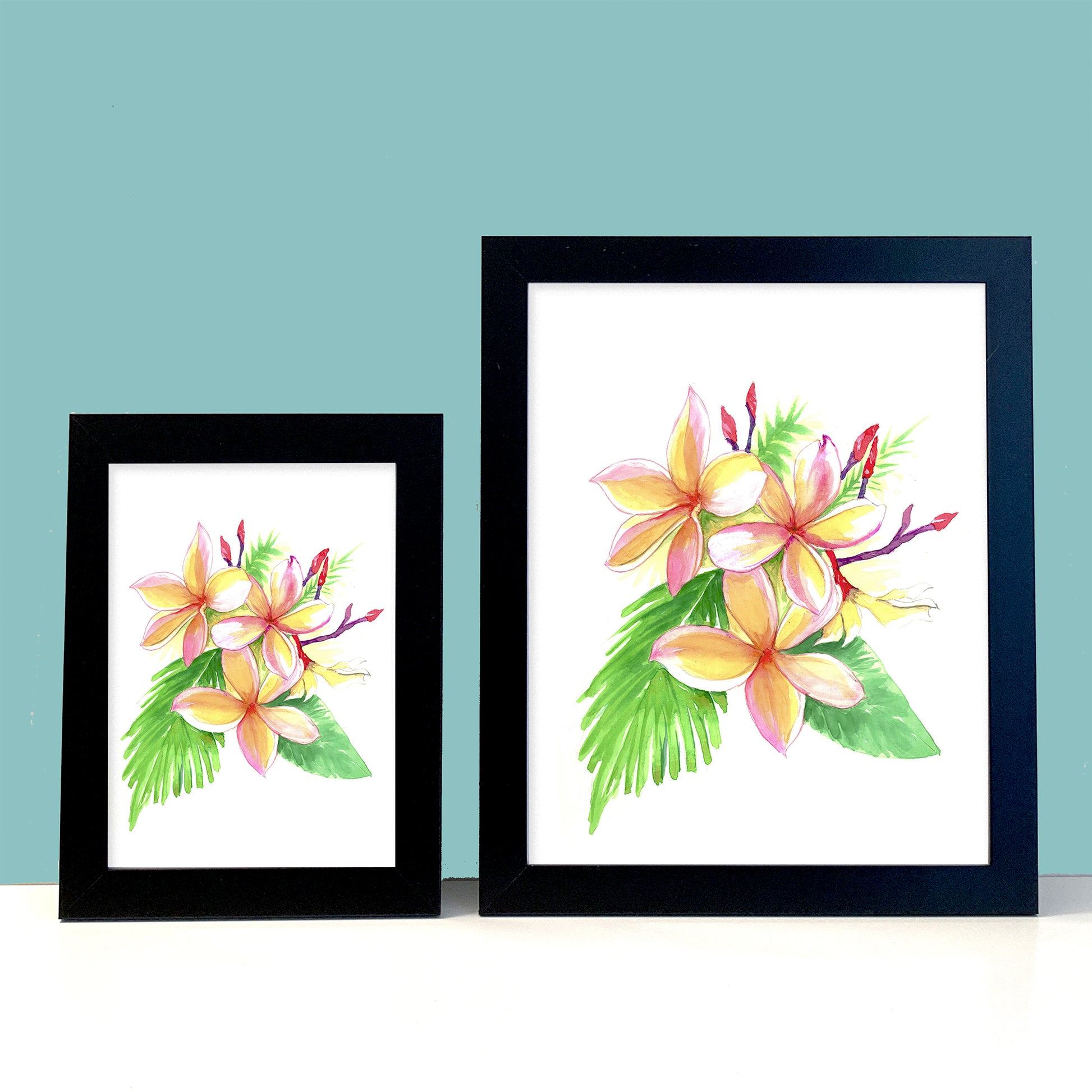 Plumeria Tropical Flower Painting Wall Art for your home - Flamingo Shores - Original Art for Home Decor and Gifts