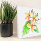 Plumeria Tropical Flower Watercolor Print on Wood Block - Flamingo Shores - Original Art for Home Decor and Gifts