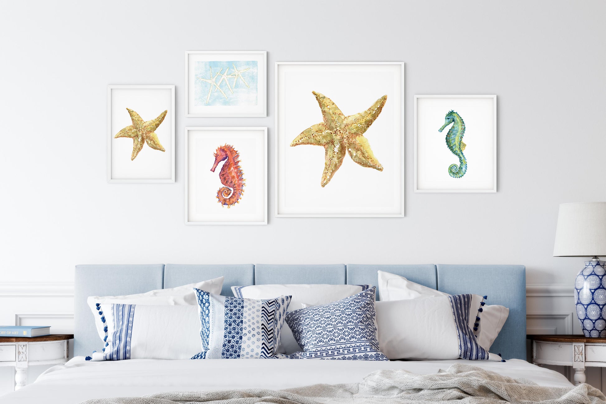 Starfish Watercolor Art Prints - Flamingo Shores - Original Art for Home Decor and Gifts
