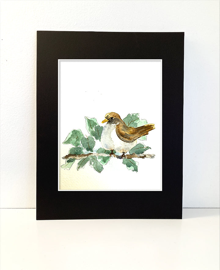 Sparrow on Wood Block - Flamingo Shores - Original Art for Home Decor and Gifts