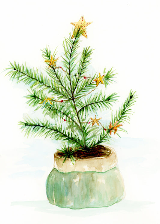 Christmas Tree WHITE FRAME - Flamingo Shores - Original Art for Home Decor and Gifts