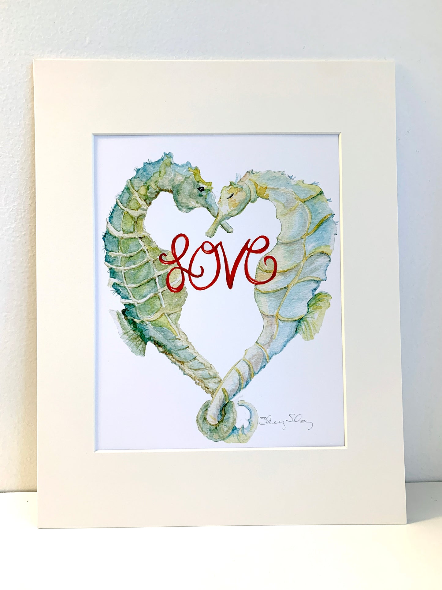 Seahorse Heart with Love - Flamingo Shores - Original Art for Home Decor and Gifts