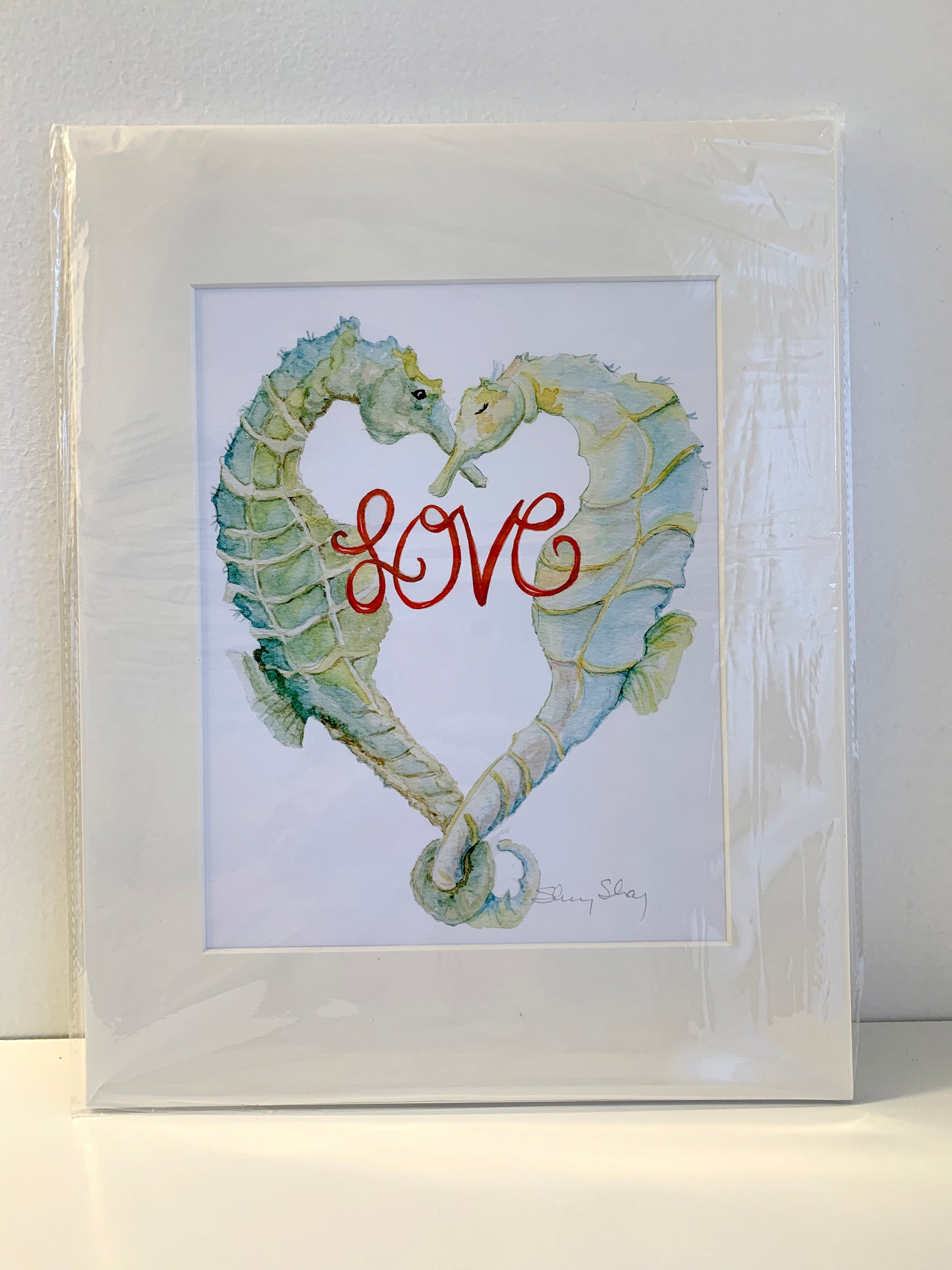 Seahorse Heart with Love - Flamingo Shores - Original Art for Home Decor and Gifts