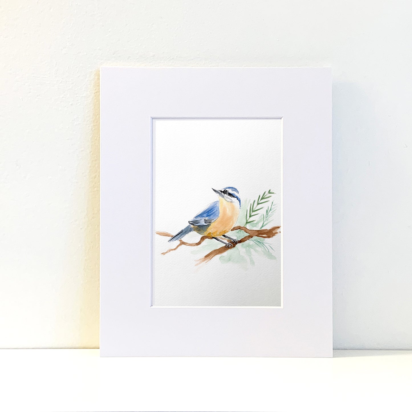 Nuthatch Original Painting Watercolor Art Print - Flamingo Shores - Original Art for Home Decor and Gifts