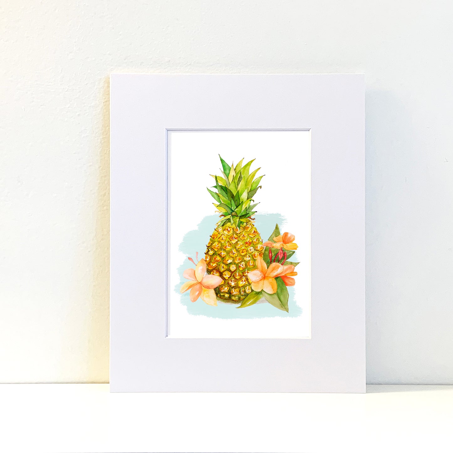 Pineapple Watercolor Print Art - Flamingo Shores - Original Art for Home Decor and Gifts