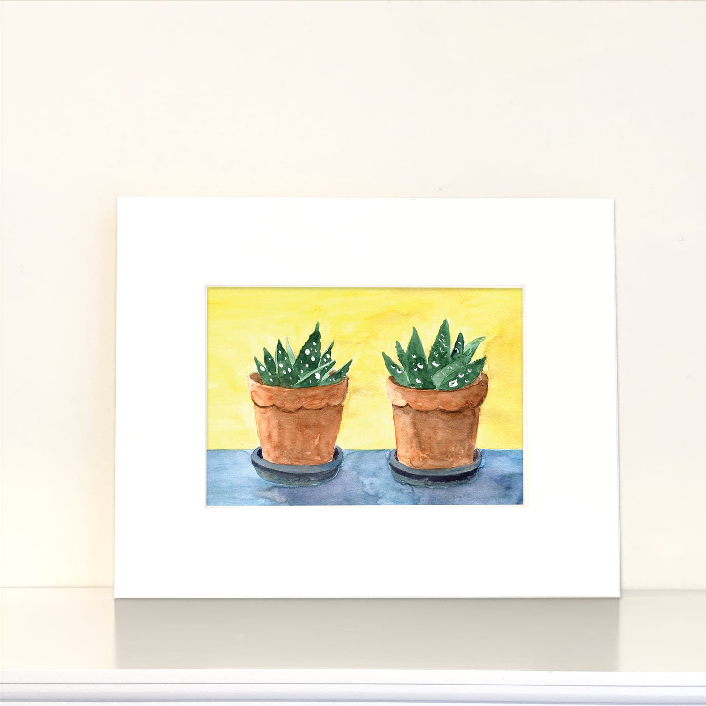 Succulent Houseplants Watercolor Print Art - Flamingo Shores - Original Art for Home Decor and Gifts