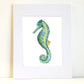 Blue Seahorse Watercolor Print Art - Flamingo Shores - Original Art for Home Decor and Gifts