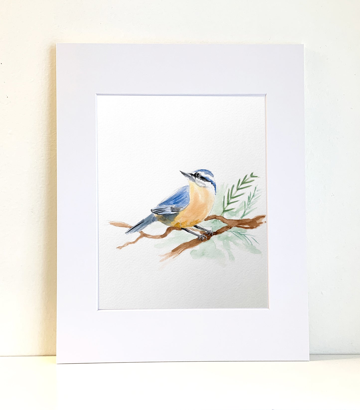 Nuthatch Original Painting Watercolor Art Print - Flamingo Shores - Original Art for Home Decor and Gifts