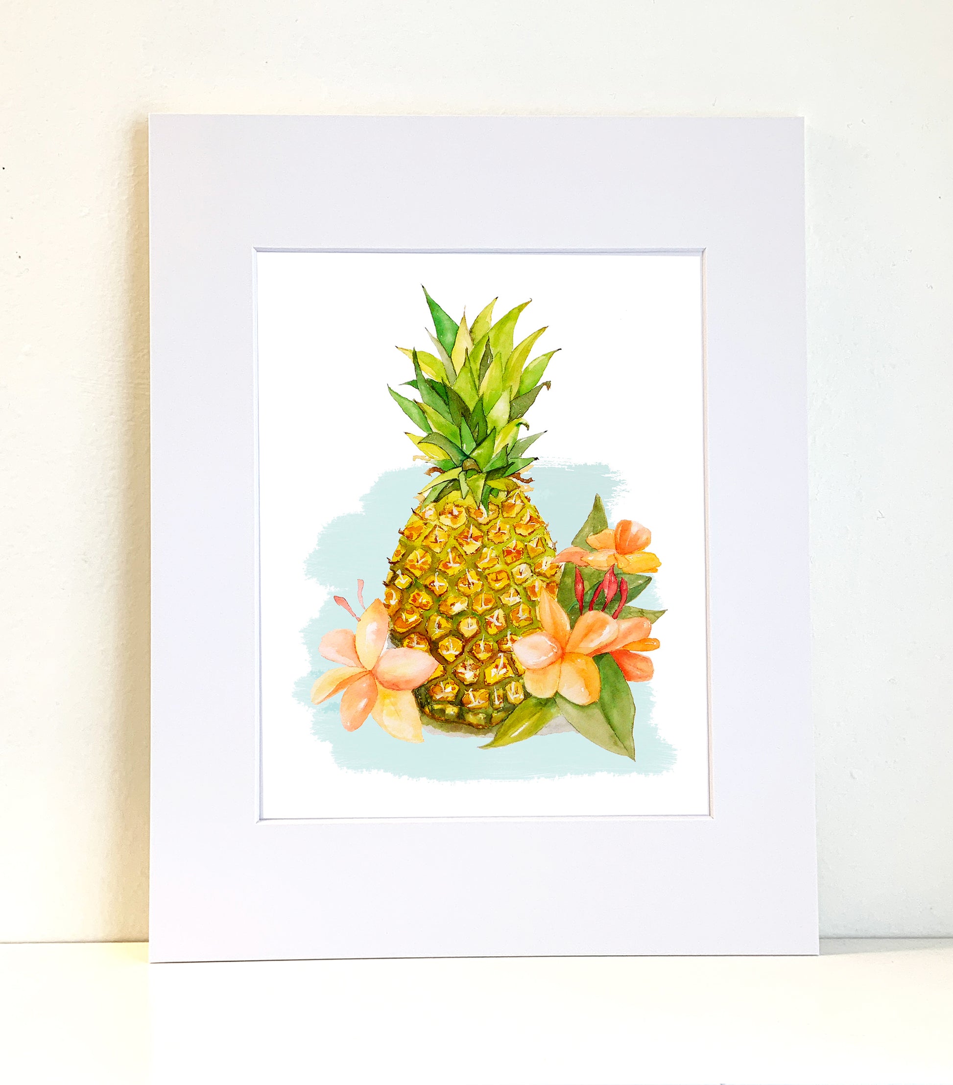 Pineapple Watercolor Print Art - Flamingo Shores - Original Art for Home Decor and Gifts